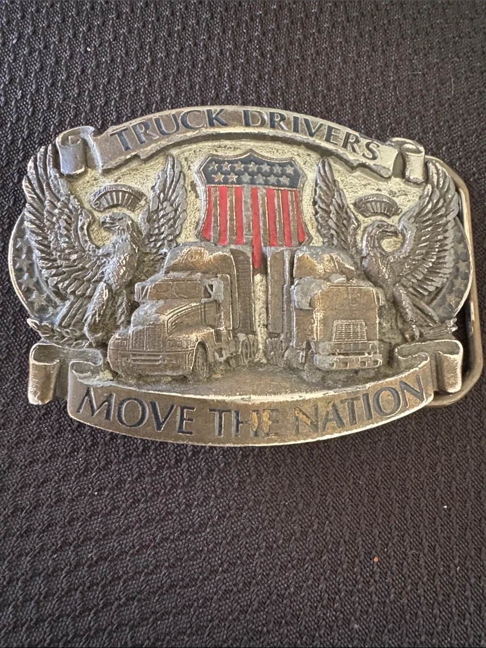 Truck Drivers Move The Nation Pewter Belt Buckle - Silver